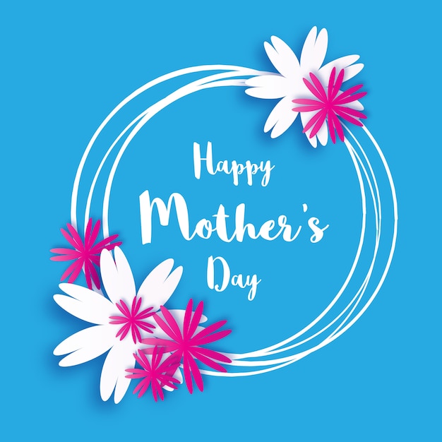 Premium Vector Happy Mothers Day Blue Floral Greeting Card