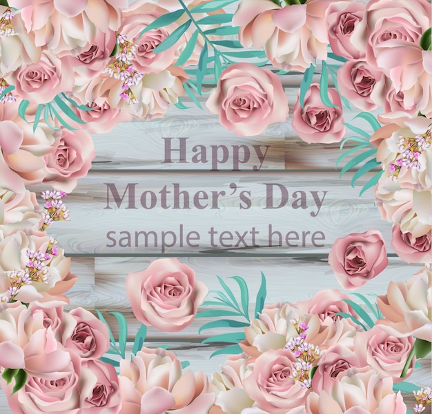 Download Premium Vector | Happy mother's day card, realistic roses