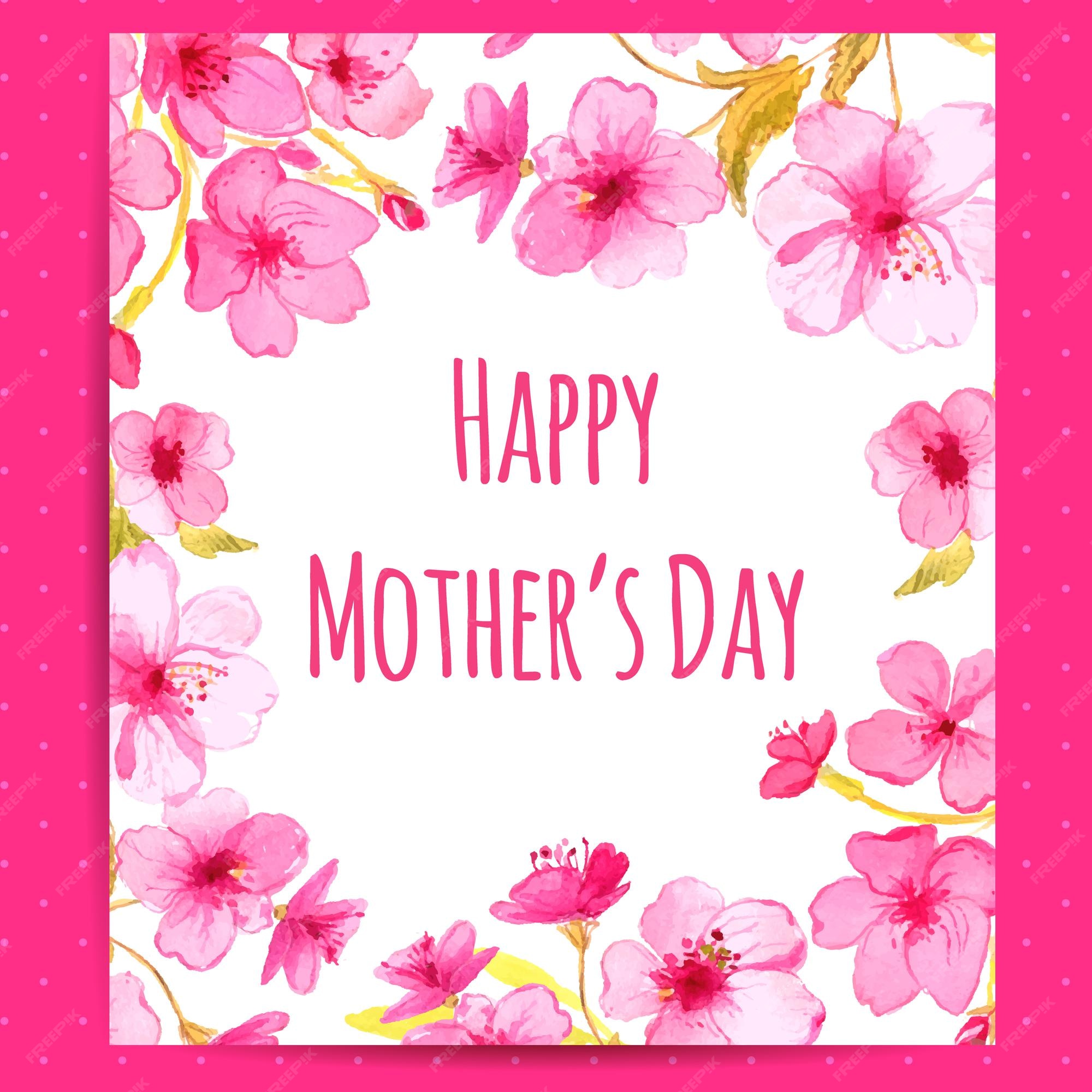 Premium Vector | Happy mother's day card with cherry blossom flowers ...