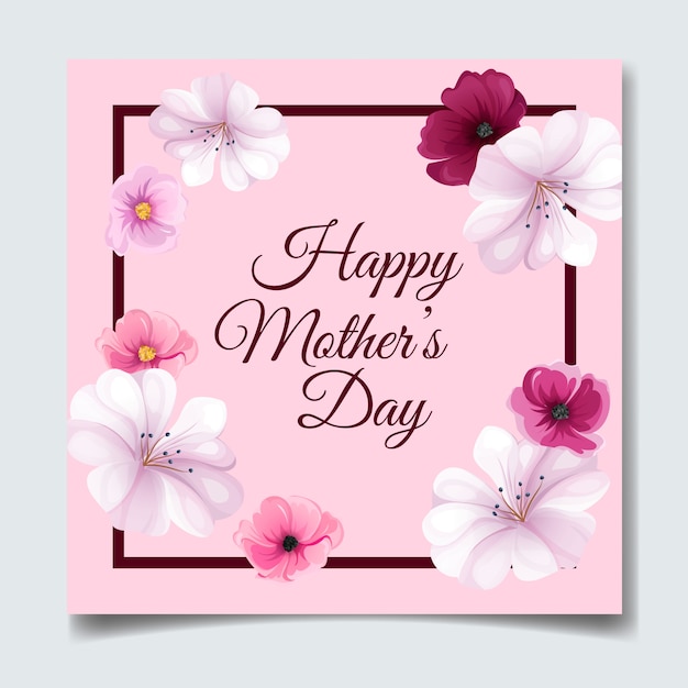 Premium Vector | Happy mother's day greeting card design with beautiful ...