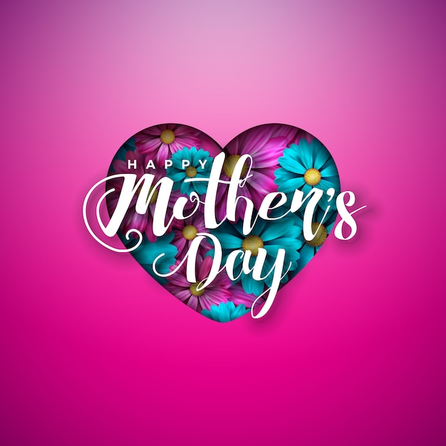 Free Vector Happy mother  s day greeting card design with 