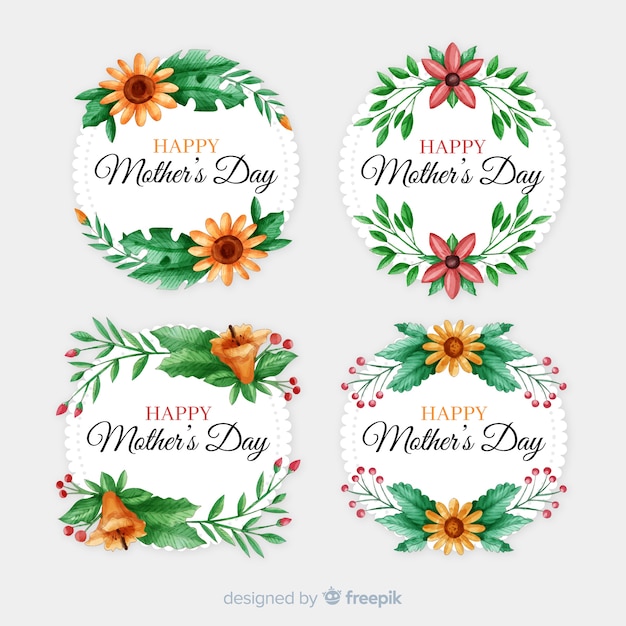 Happy Mothers Day Label Collection Free Vector