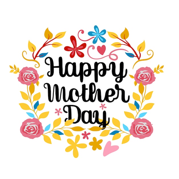 Premium Vector | Happy mother's day lettering on a white