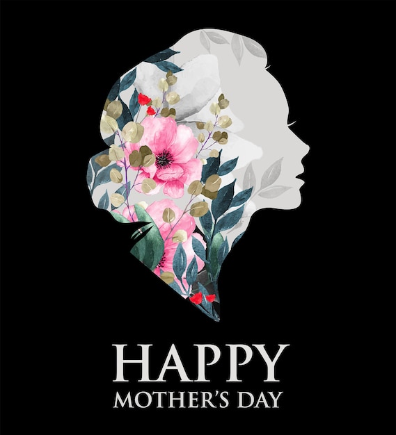 Premium Vector Happy Mother S Day Silhouette Of Woman With Flowers