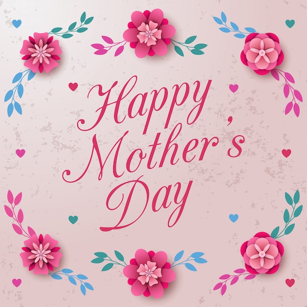 Premium Vector | Happy mother's day with flowers background
