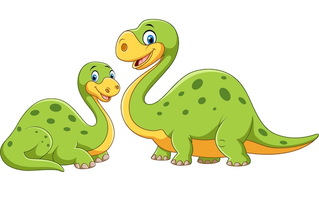 Download Happy mother with baby dinosaur posing | Premium Vector