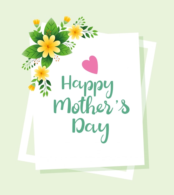 Download Happy mothers day card with cute flowers ornaments ...