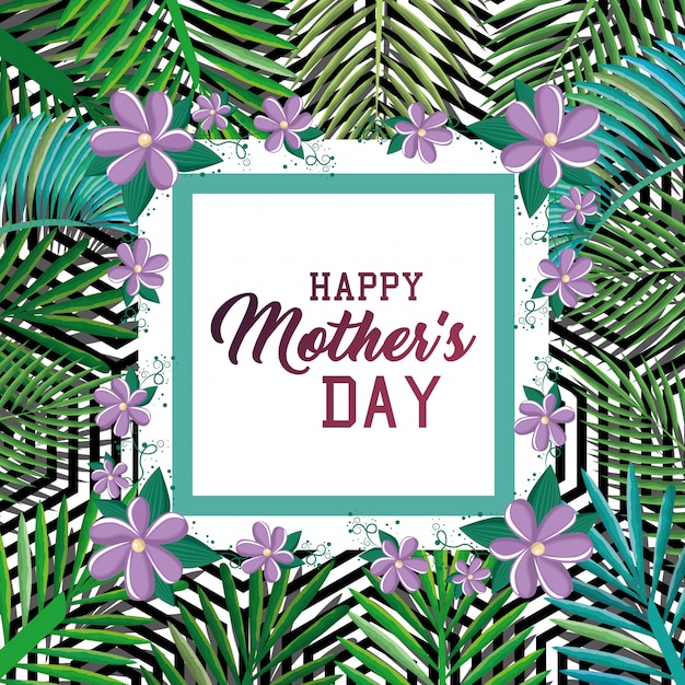Download Happy mothers day card with floral decoration Vector | Free Download