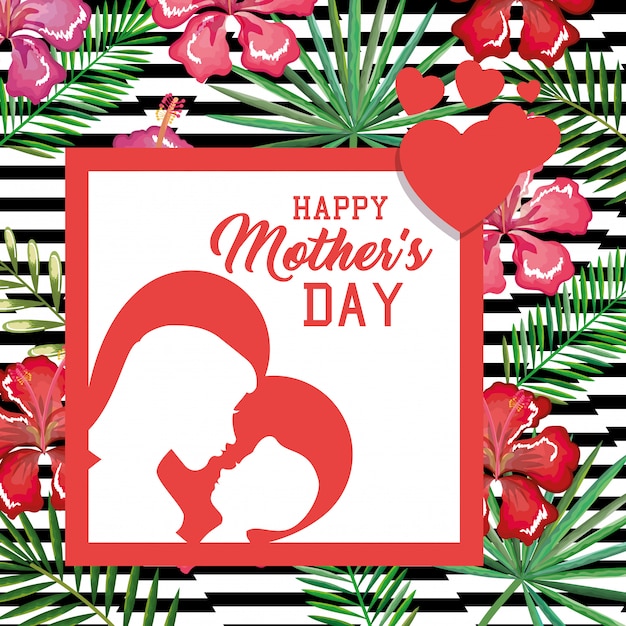 Download Happy mothers day card with floral decoration Vector ...