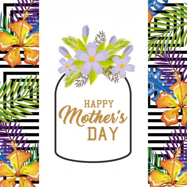 Download Happy mothers day card with floral decoration | Free Vector