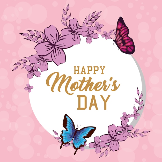 Download Happy mothers day card with floral decoration | Premium Vector