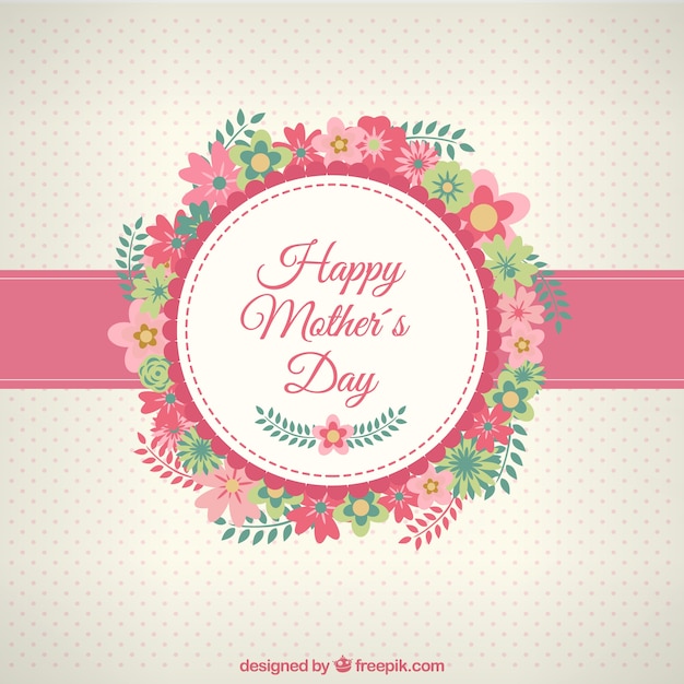 Download Happy mothers day card with flowers | Free Vector