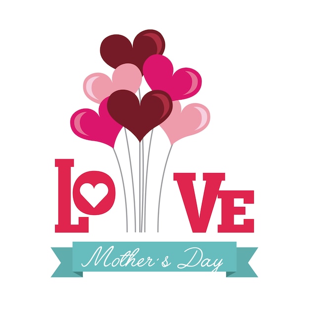 Download Happy mothers day card with heart balloons Vector ...