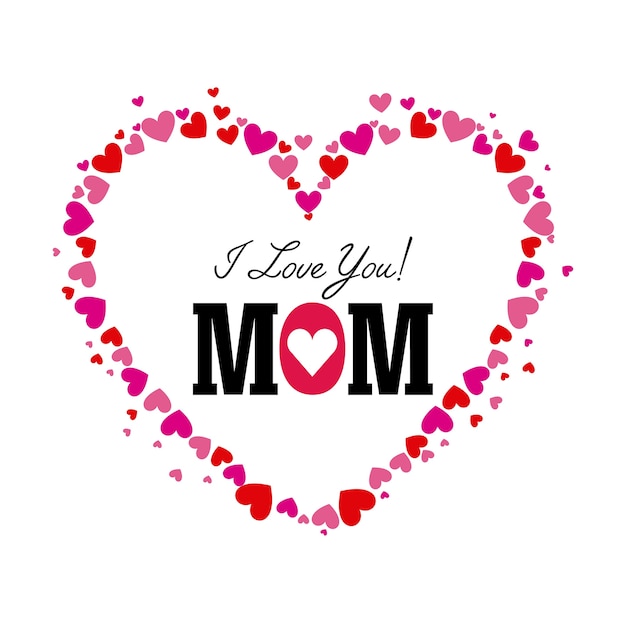 Download Happy mothers day card with heart icon | Premium Vector