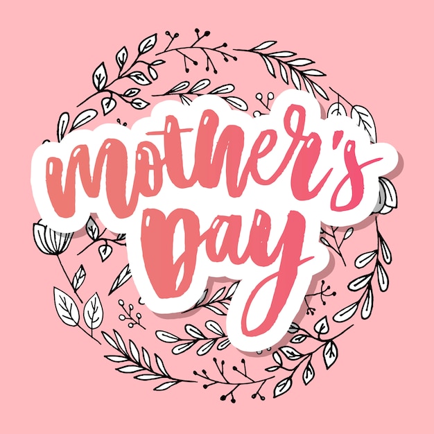 Download Happy mothers day elegant typography pink card Vector ...