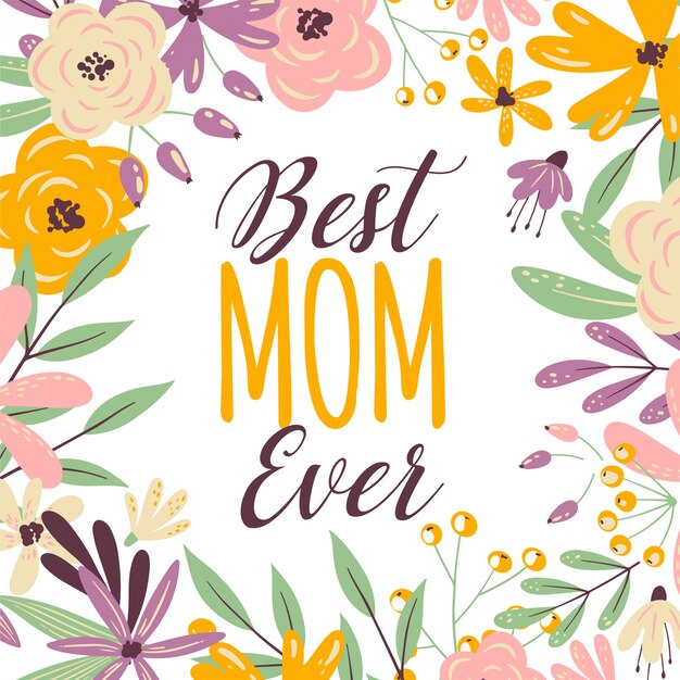 Download Happy mothers day floral frame | Premium Vector