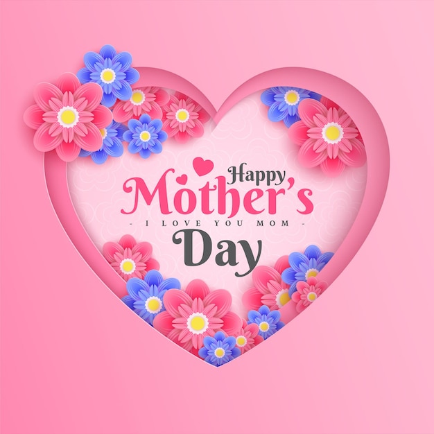 Premium Vector Happy Mothers Day Greeting Card Design With Flower And Typography Letter On