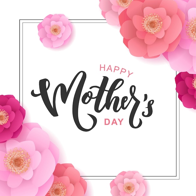 Premium Vector | Happy mothers day hand lettering text