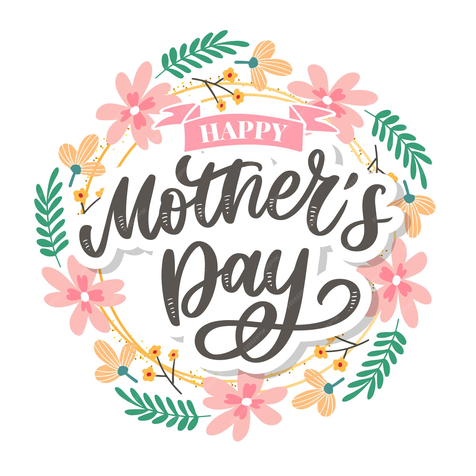 Premium Vector | Happy mothers day lettering. handmade calligraphy ...