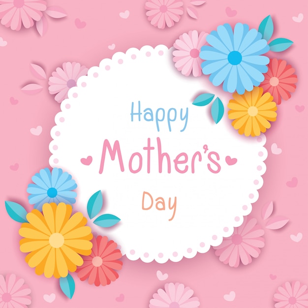 Download Premium Vector | Happy mothers day pink flowers