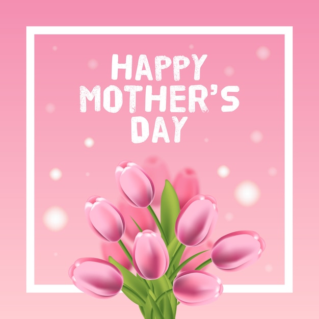 Download Happy mothers day vector card illustration with pink tulip ...
