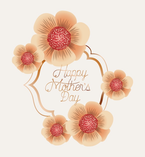 Download Happy mothers day victorian frame with flowers Vector | Premium Download