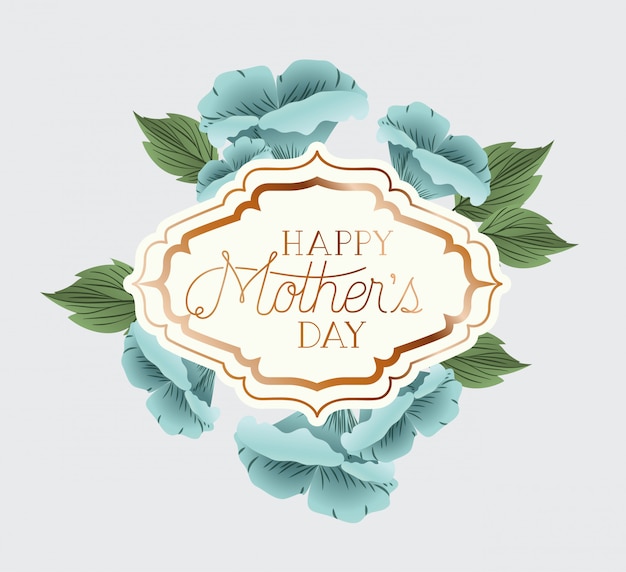 Download Happy mothers day victorian square frame with flowers | Premium Vector