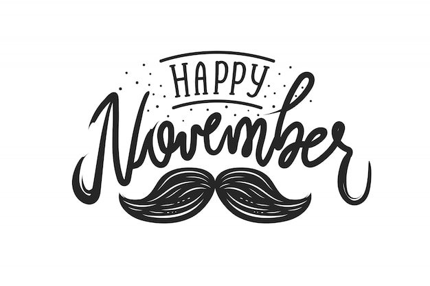 Free Vector | Happy movember lettering on white background