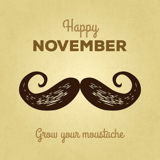 Free Vector | Happy movember vintage background with hand painted mustache