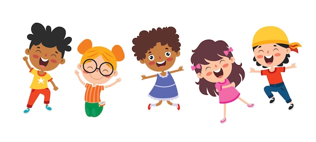 Premium Vector | Happy multi ethnic kids playing together