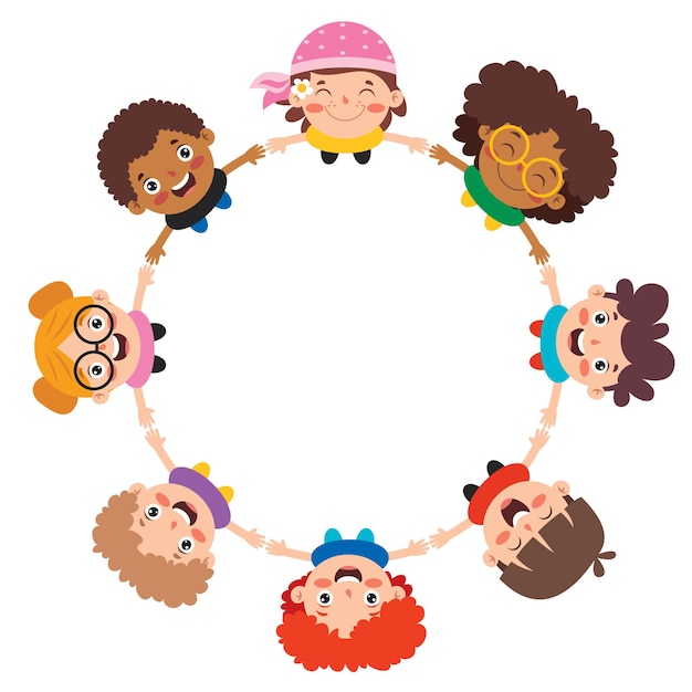 Premium Vector | Happy multi ethnic kids playing together