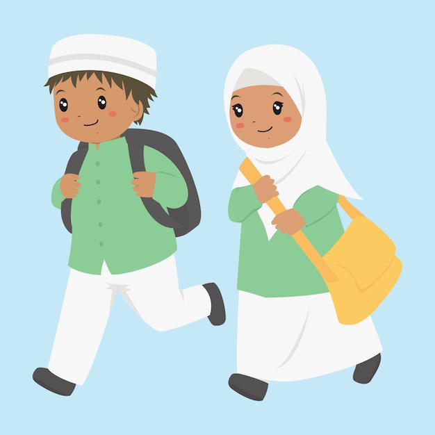 Download Happy muslim african american students running to school ...