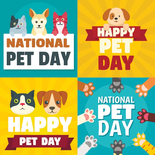 Happy national pet day pet Premium Vector