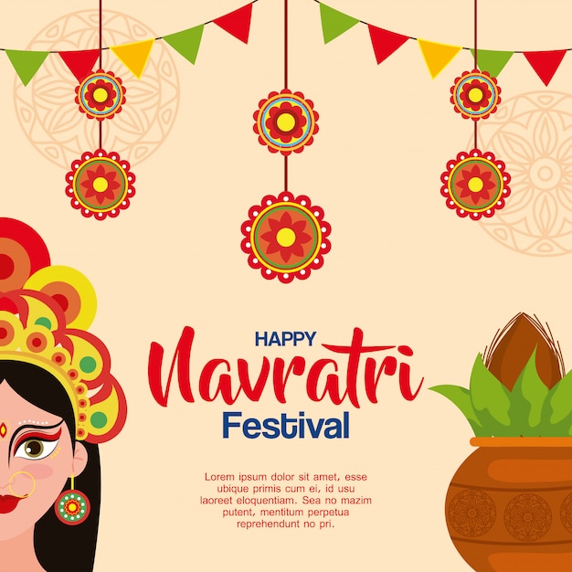 Premium Vector Happy navratri celebration poster with maa durga