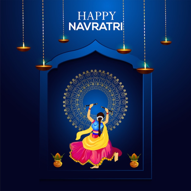 Premium Vector Happy navratri and dandiya celebration