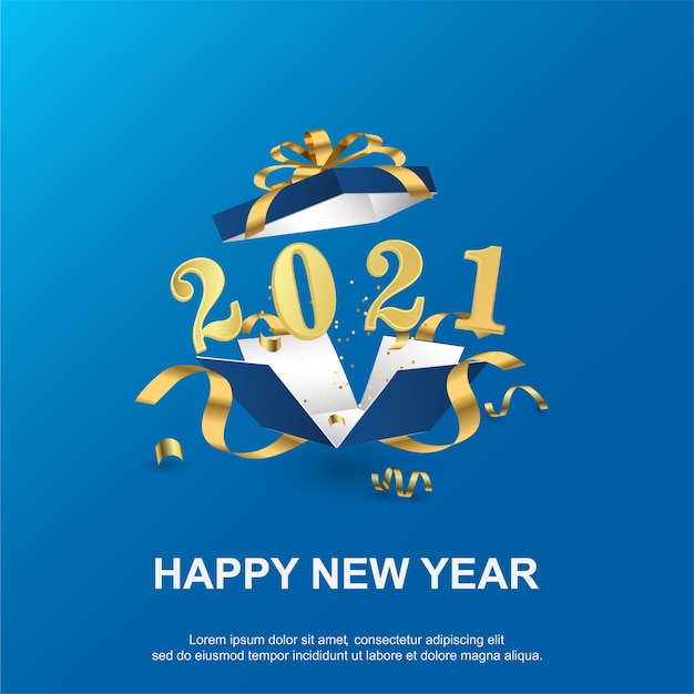 Premium Vector Happy new 2021 year background with gift bx