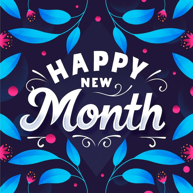 Free Vector | 'happy new month' lettering with hand drawn details