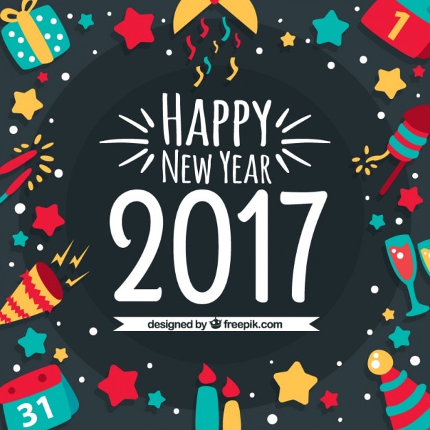 Happy New Year 2017 Background Free Vector