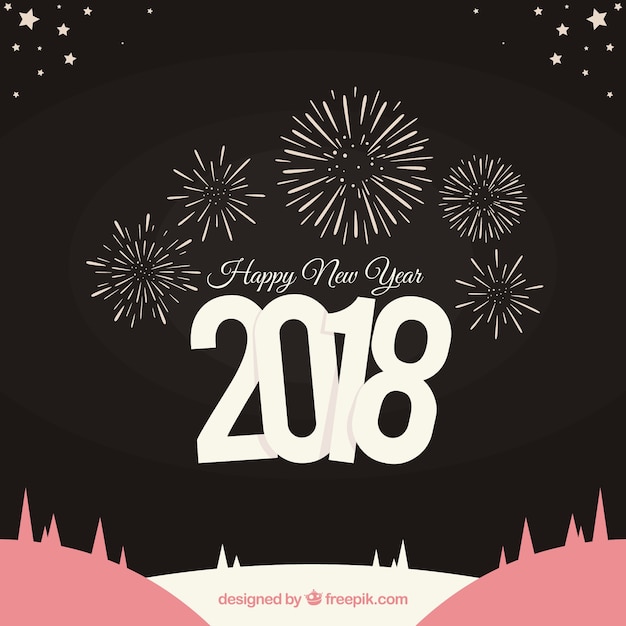 Happy new year 2018 background with
fireworks