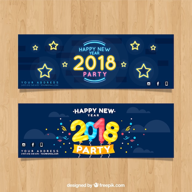 Happy new year 2018 banners