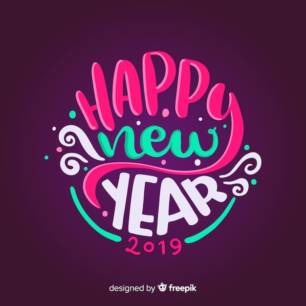 Free Vector Happy New Year 19 Colorful Background With Fancy Lettering