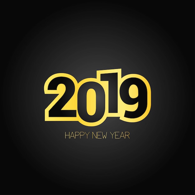 Happy new year 2019 design with dark background Free Vector