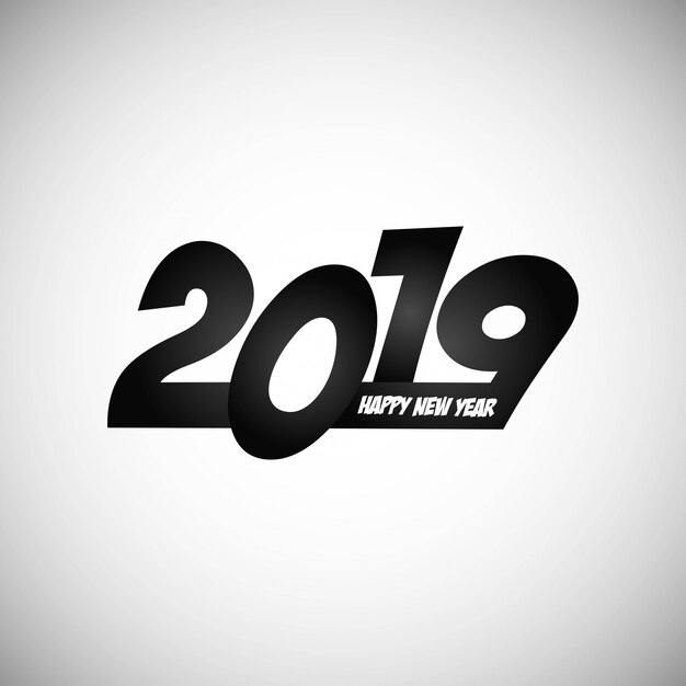Happy new year 2019 design with white background Free Vector