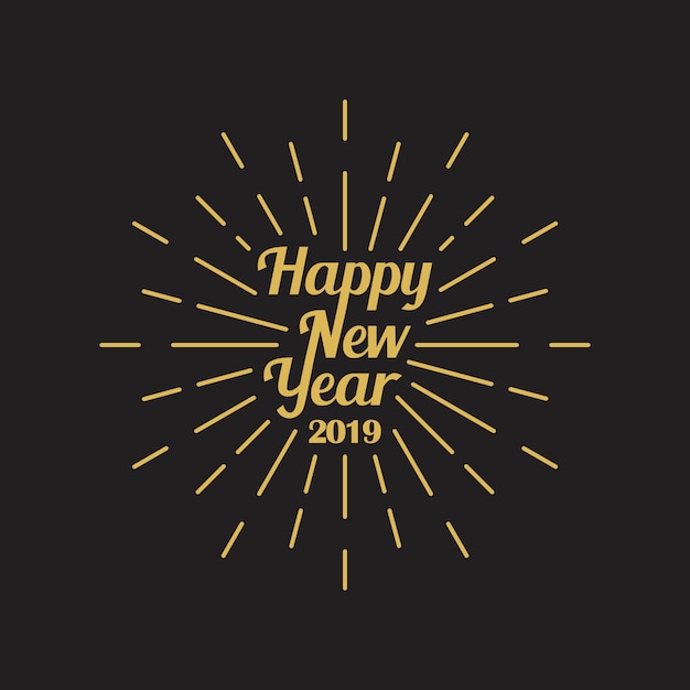 Premium Vector | Happy new year 2019 typography with burst