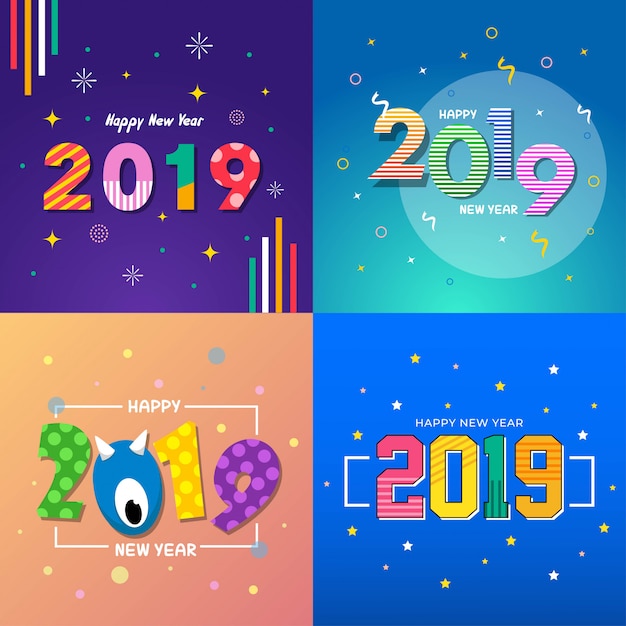 Premium Vector | Happy new year 2019