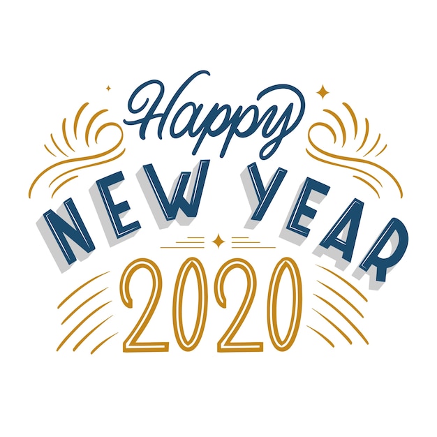 Happy new year 2020 concept with lettering Vector | Free Download