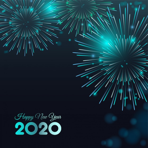 Premium Vector | Happy new year 2020 fireworks bacground