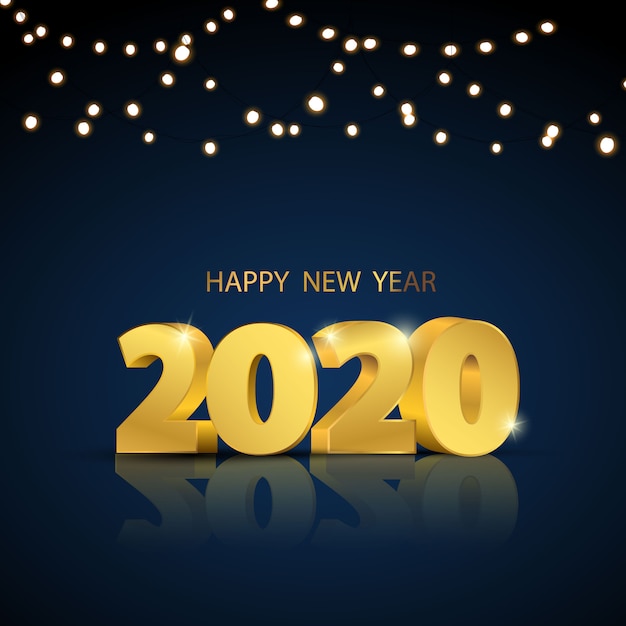 Premium Vector Happy New Year 2020 Greeting Card Design