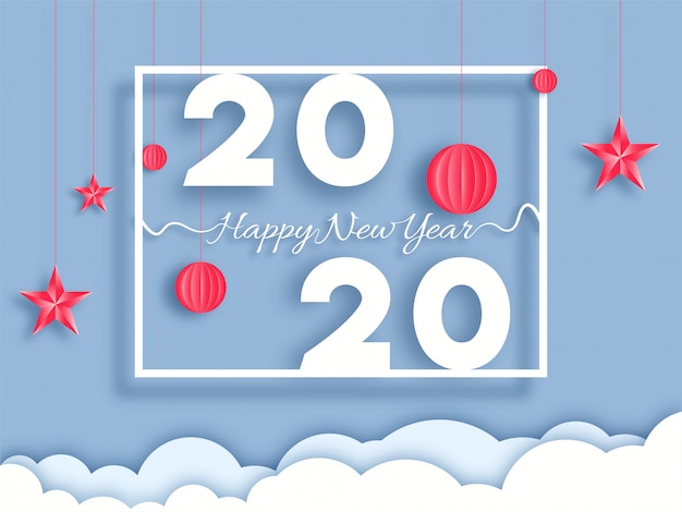 Premium Vector | Happy new year 2020 greeting card.