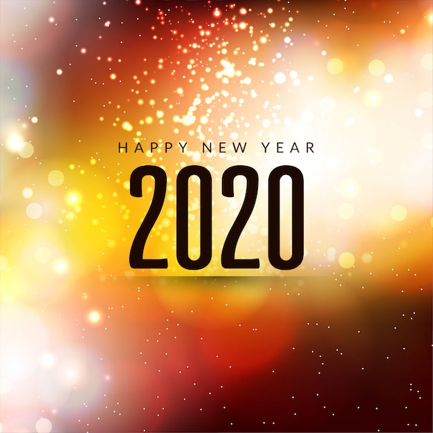 Happy new year 2020 modern sparkle background Free Vector